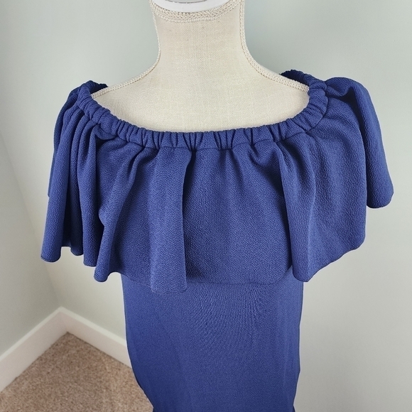 Lularoe Cici Elastic Ruffle Neckline Fitted Bodice Ruffle Hemline Dress Size S - Picture 2 of 11